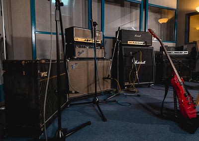 Bamm-Bamm Music Studio A Live Room Backline Amp Setup
